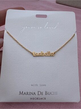 Gold 'Isabella' Script Name Necklace